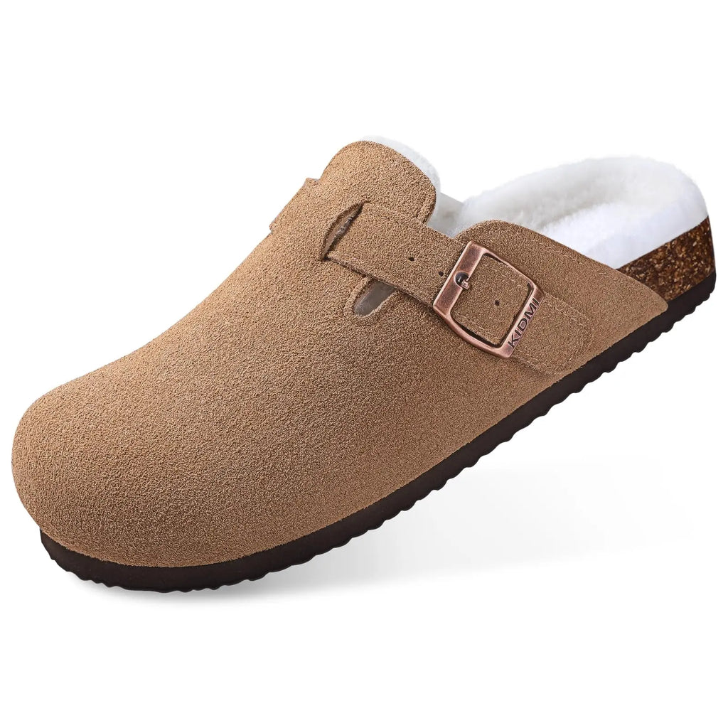 KIDMI Suede Clogs for Women Men Mules Cork Footbed Sandals With Arch Support Fashion Nonslip Outdoor Beach Slippers Home Shoes