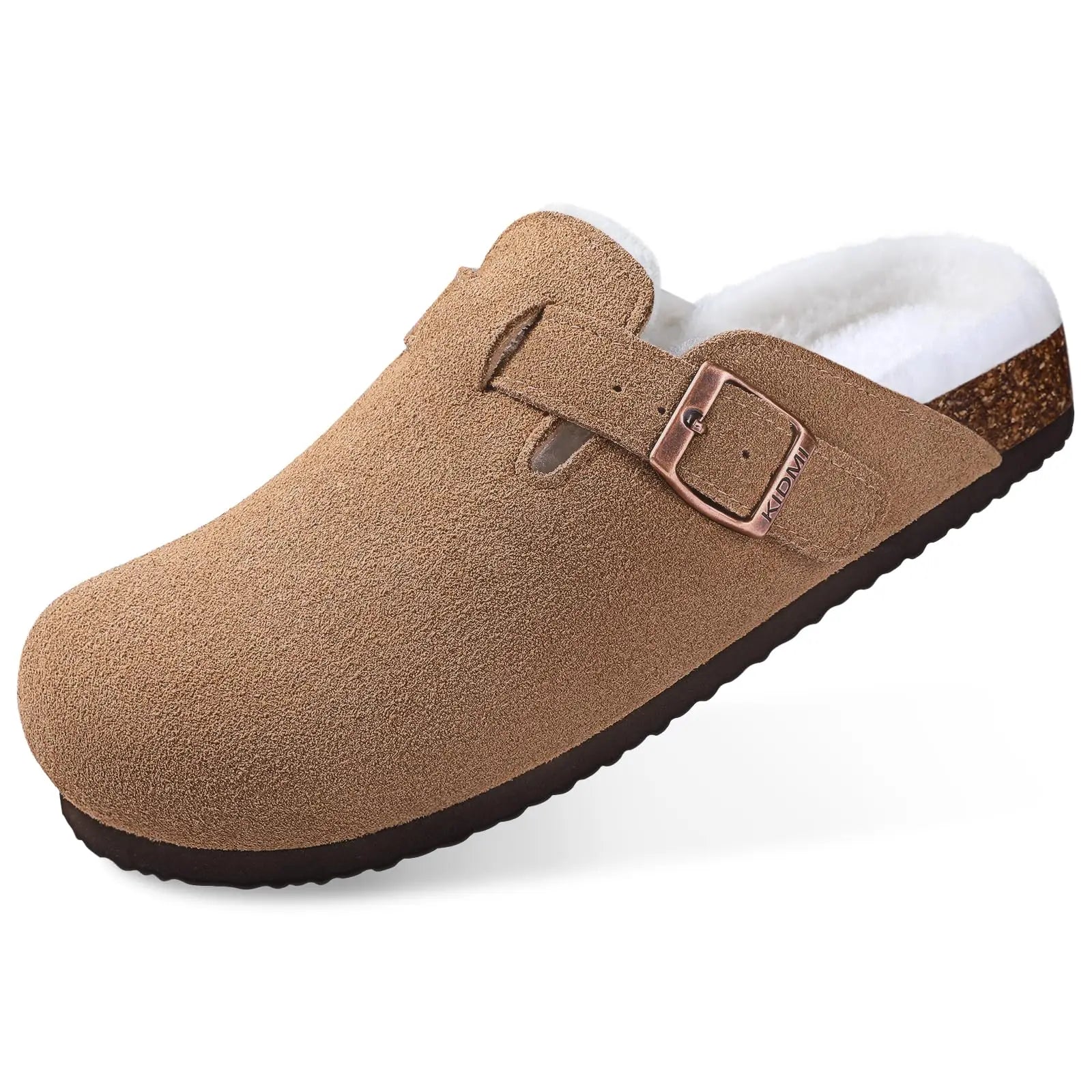 KIDMI Suede Clogs for Women Men Mules Cork Footbed Sandals With Arch Support Fashion Nonslip Outdoor Beach Slippers Home Shoes