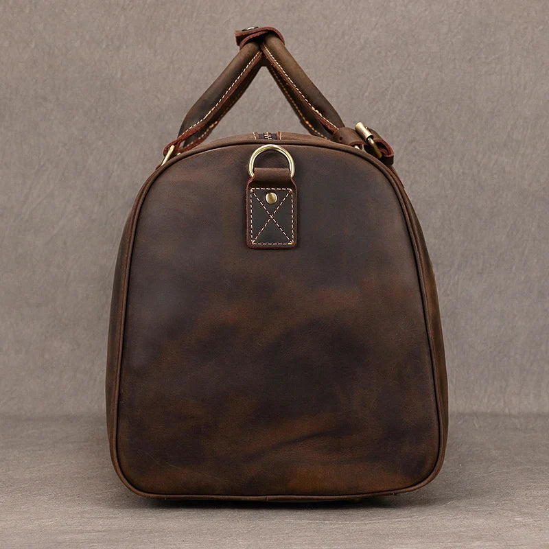Big Capacity Genuine Leather Travel Bag For Men Women Soft Black Cowhide Casual Travel Duffel Large Luggage Weekend Shoulder Bag
