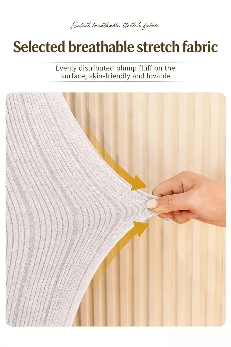 High Elasticity Headboard Cover Solid Color Double Bed Backrest Cover Autumn Winter Warm and Dustproof Cover Machine Washable