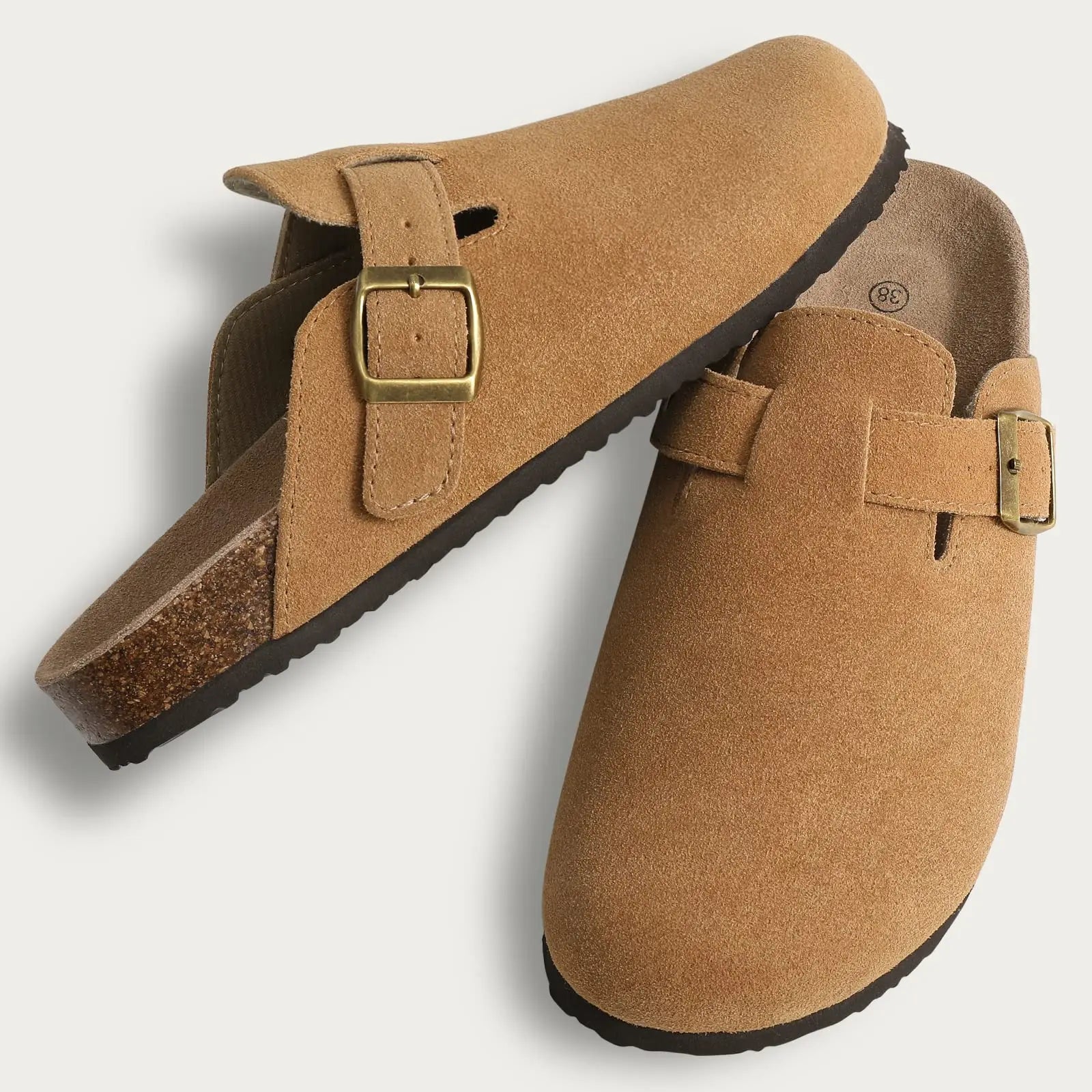 KIDMI Suede Clogs for Women Men Mules Cork Footbed Sandals With Arch Support Fashion Nonslip Outdoor Beach Slippers Home Shoes