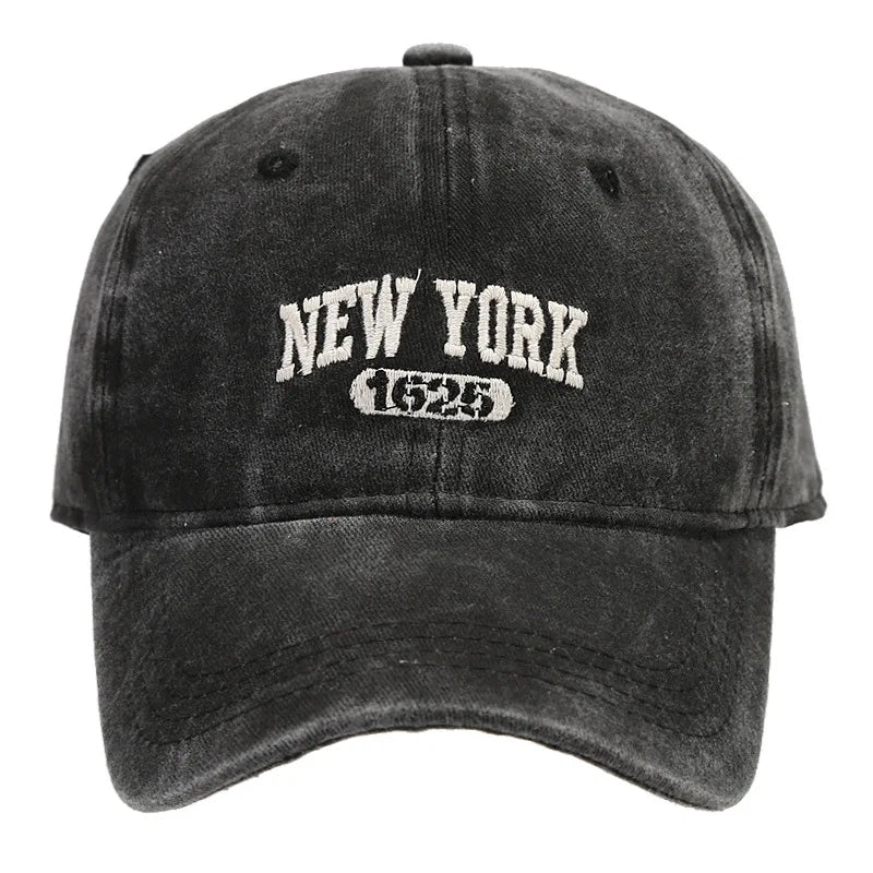 Retro NEW YORK Embroidery Snapback Hat for Men Women Vintage Washed Baseball Caps Spring Autumn Leisure Adjustable Soft Top Hats