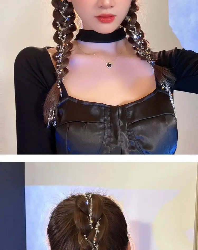 Fashion Accessories Hair Chain Braided Hairpiece Ponytail Star Hair Ornament Hair Clip Hairpin for Women