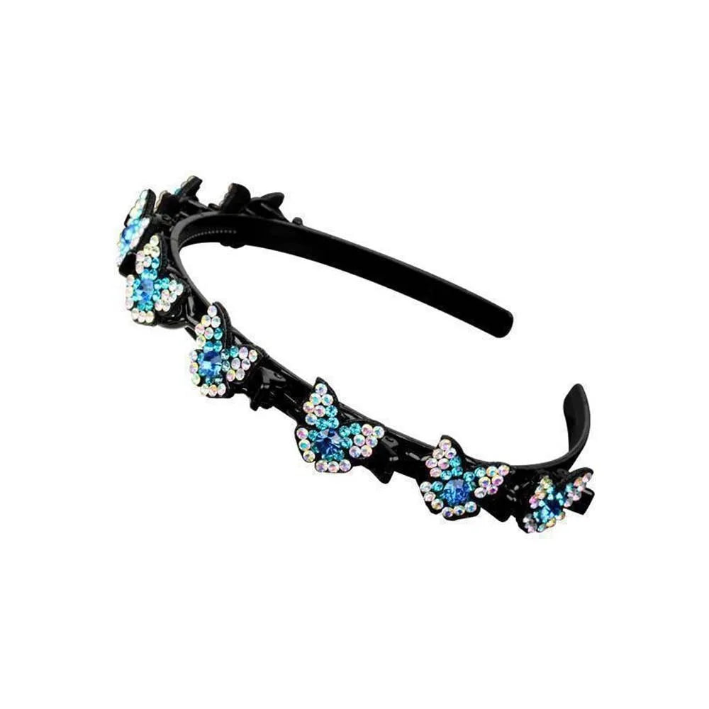Hair Accessories Elegant Hair Bands with Clips Sweet Shiny Women Butterfly Hair Hoop Headwear Hair Weaving Tool Hairband Party