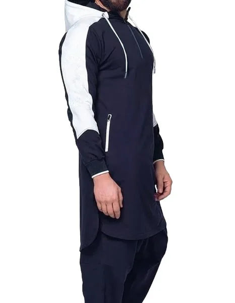 Men Sweatshirt T-shirt Spring Autumn Solid Color Loose Zip Pullover Sweater Men Casual Long Sleeve Hooded Round Neck Sweatshirt