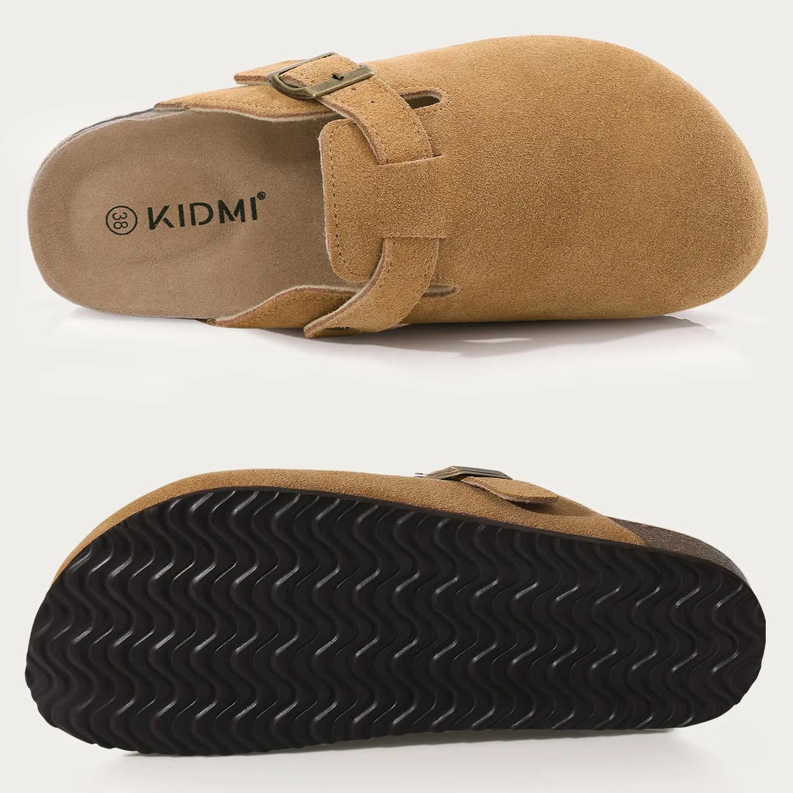 KIDMI Suede Clogs for Women Men Mules Cork Footbed Sandals With Arch Support Fashion Nonslip Outdoor Beach Slippers Home Shoes