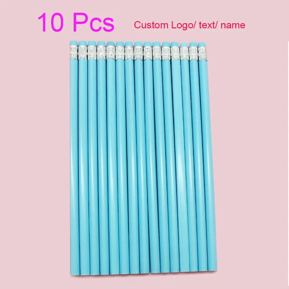 Custom Wood Pencils Personalized Name Pencils with Erasers-Imprinted Logo or Message Pen for Baby Shower Wedding School Office