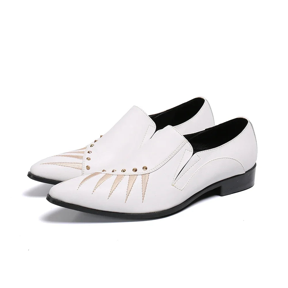 Christia Bella British White Real Leather Men Shoes Wedding Party Formal Leather Shoes Pointed Toe Business Shoes Male Footwear