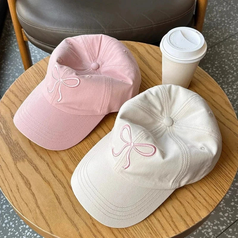 Sweet Bowknot Baseball Cotton Adjustable Snapback Hat Spring Autumn Embroidery Women's Cap Outdoor Casual Sun Hat Visors Hat