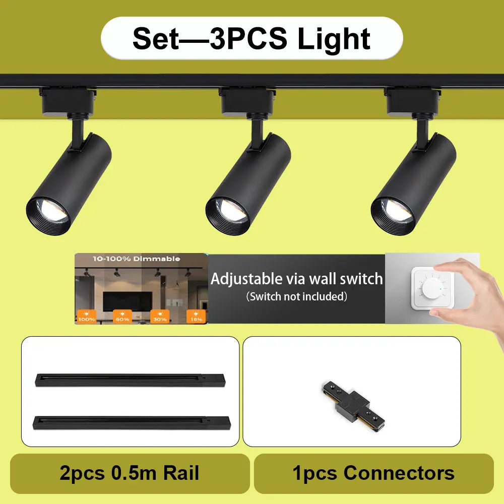 Set LED Track Light Dimmable Track Lamp AC180-265V COB led Spotlight  for Living Room Kitchen Clothing Store Rail Lamp Lighting