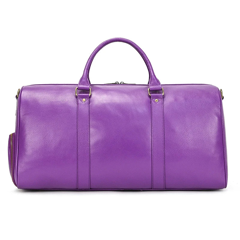 Big Capacity Genuine Leather Travel Bag For Men Women Soft Black Cowhide Casual Travel Duffel Large Luggage Weekend Shoulder Bag