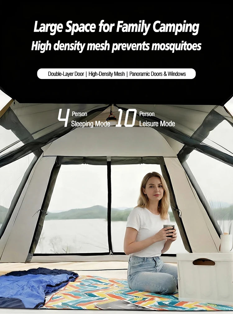 Right-Angle Four-Sided Tent, Fully Automatic Quick-Opening Sun Protection And Waterproof, Used For Camping In Beaches And Parks.