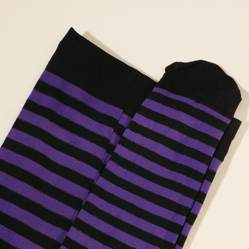 Q0KE Breathable Skinny Leggings Soft Striped Long Tights Casual High Waist Elastic Leggings Women Horizontal Striped Tights