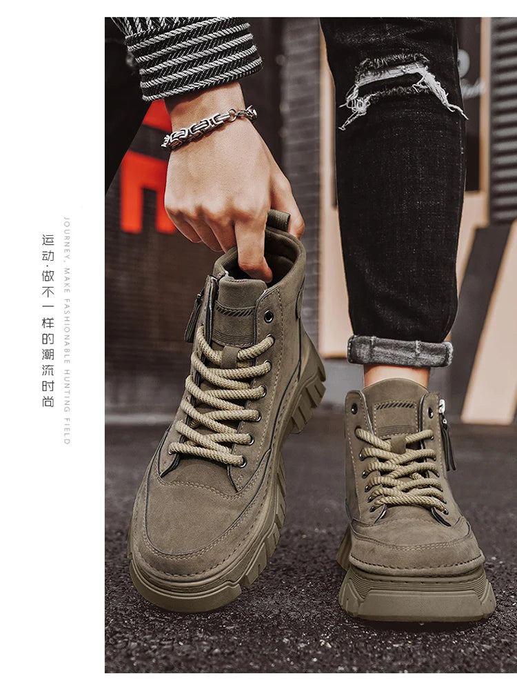 High-top boots, British workwear motorcycle shoes, versatile casual shoes, trendy outdoor shoes