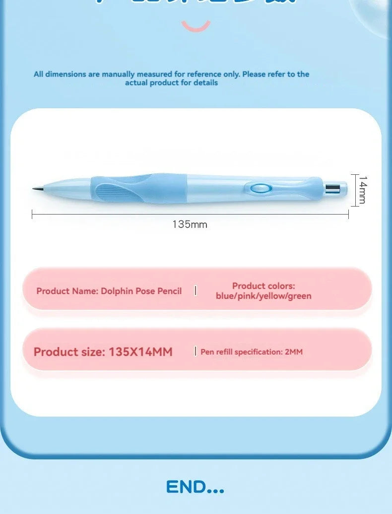 Cute Dolphin 2mm Mechanical Pencils Set Carpenter Drafting HB Pencil 2.0 mm for Drawing Writing Sketching Kawaii School Supplies