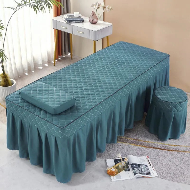 Thickened Single Double Beauty Bed Cover Pure Color Massage Beauty Salon Body Therapy Massage Hair Wash Bedding Cover Set