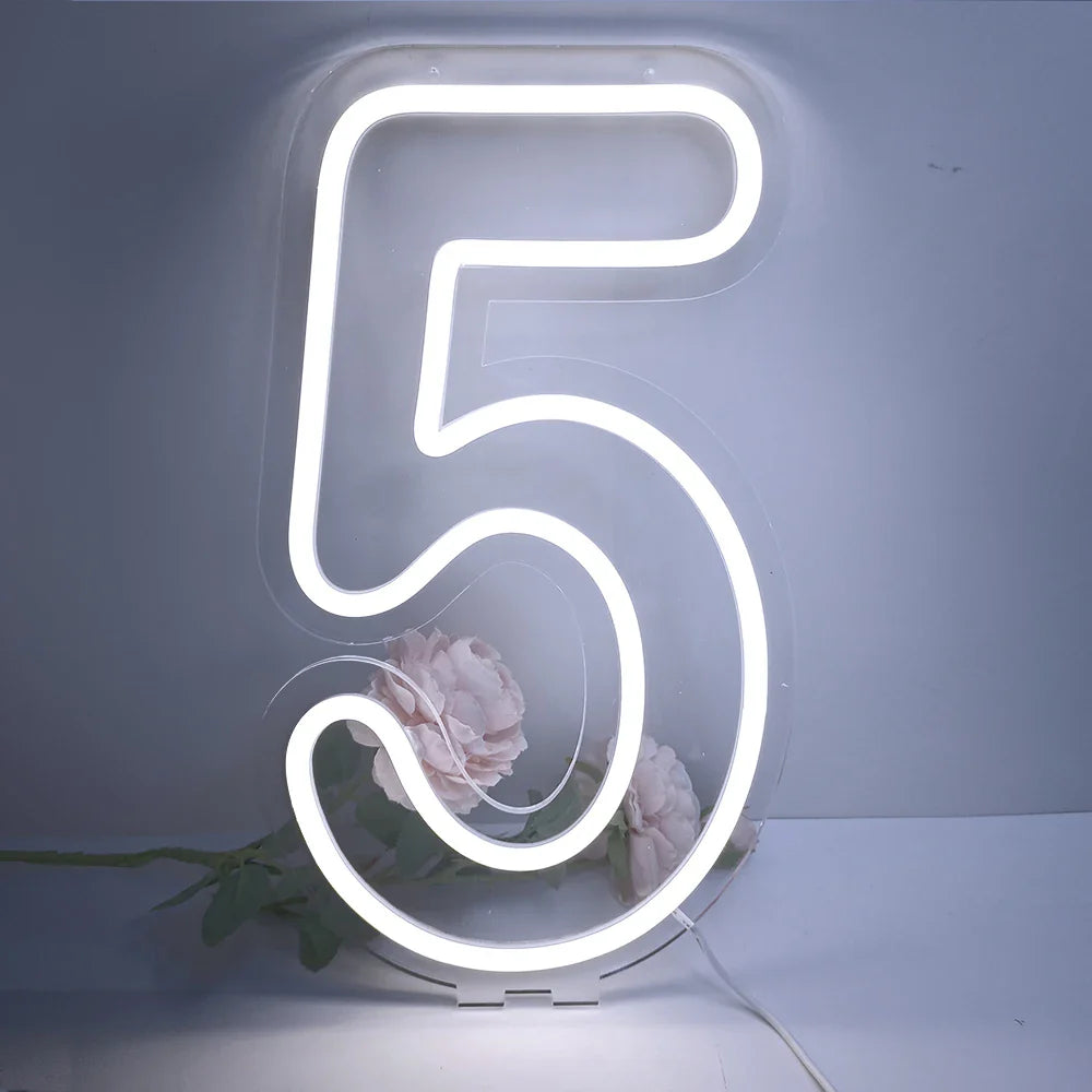 Glowing Numbers 0 to 9 LED Neon Lights 30cm  Numbers for Birthday Party Anniversary Event Home Bar Hotel Art Decoration