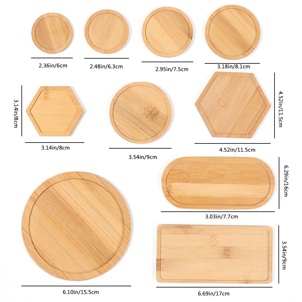Wooden Bamboo Serving Plate Set Dish Tray Fruit Plate Storage Pallet Kitchen Organizer Dining Bar Supply Dinner Plate Set