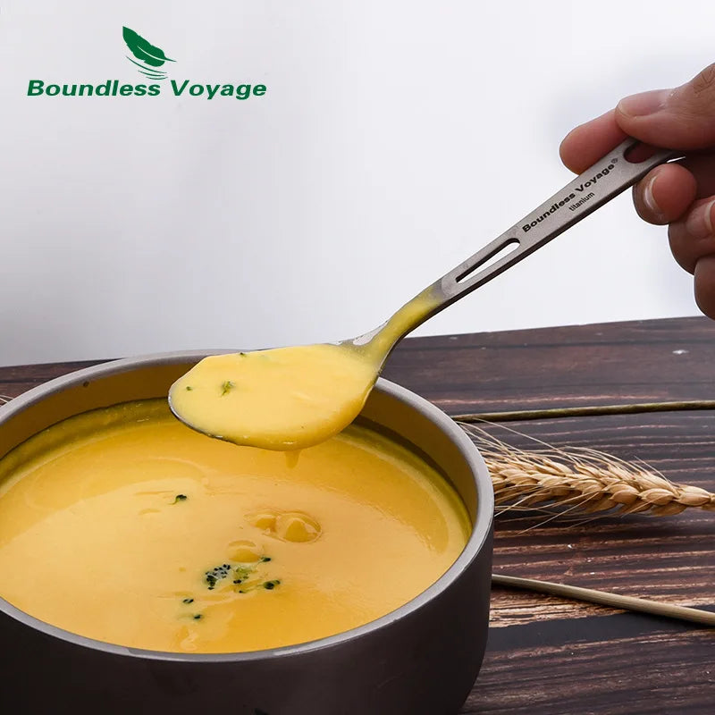 Biwei Pure Titanium Tableware Set Outdoor Soup Spoon Table Knife and Fork Spoon Table Spoon Portable Titanium Knife and Fork ...