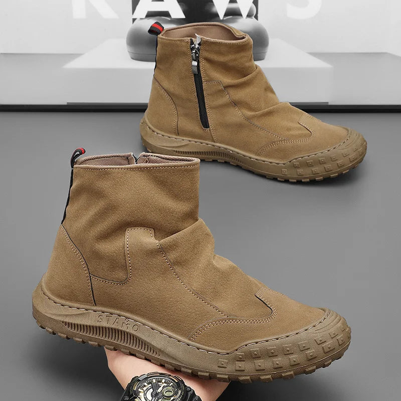 Outdoor Men's High-Top Work Boots Casual Shoes Comfortable Sport Workwear Waterproof Anti-slip Long-lasting No Fatigue Footwear