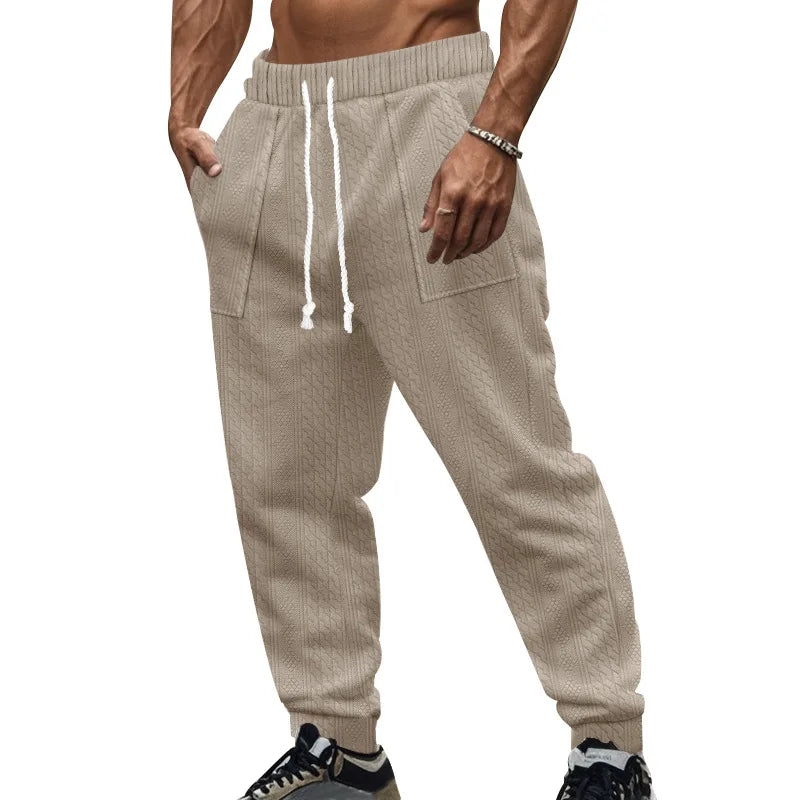 Men's Solid Color Sweatpants American Style Casual Pants Autumn Winter Home Wear Elastic Belt Soft and Comfortable Jogging Pants