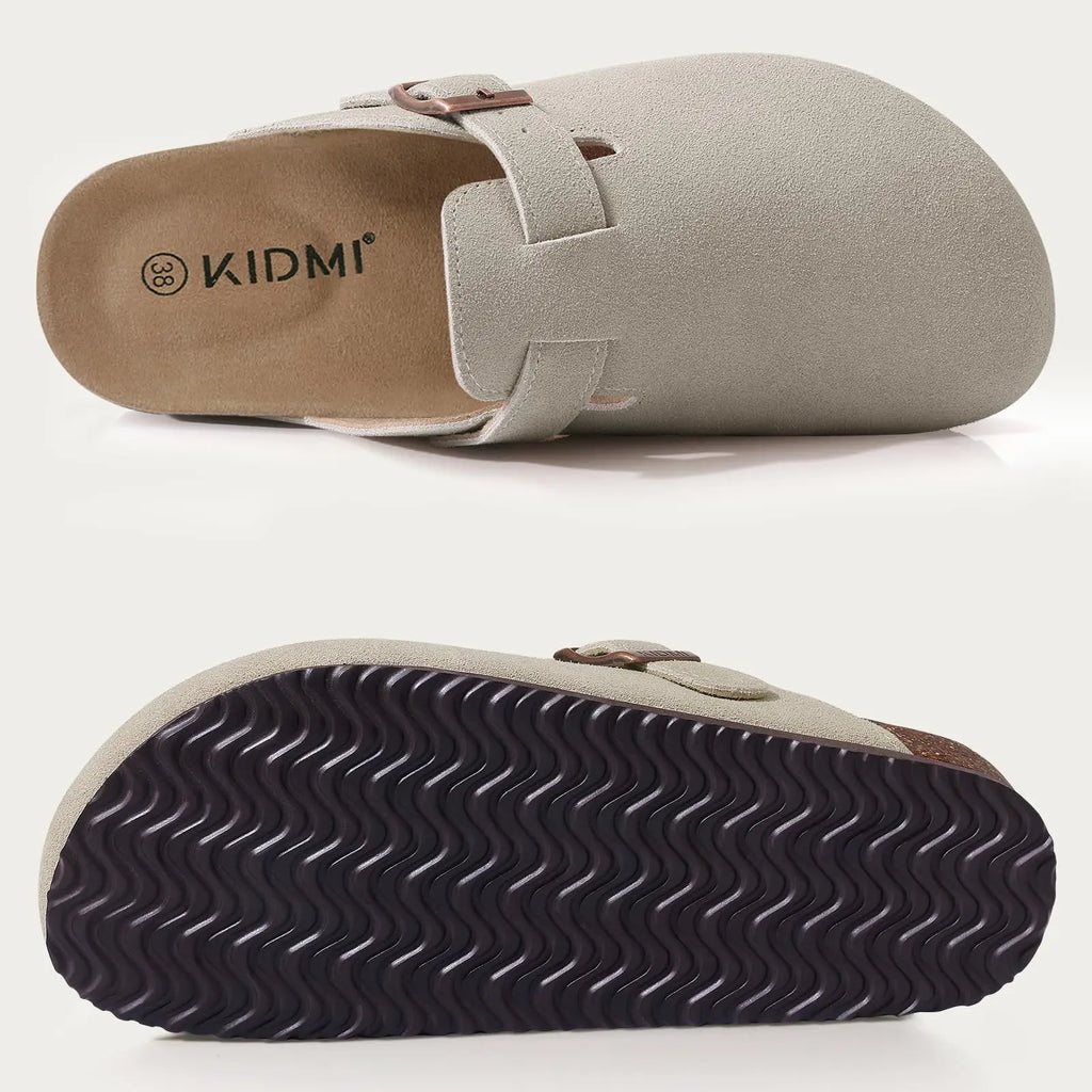 KIDMI Suede Clogs for Women Men Mules Cork Footbed Sandals With Arch Support Fashion Nonslip Outdoor Beach Slippers Home Shoes