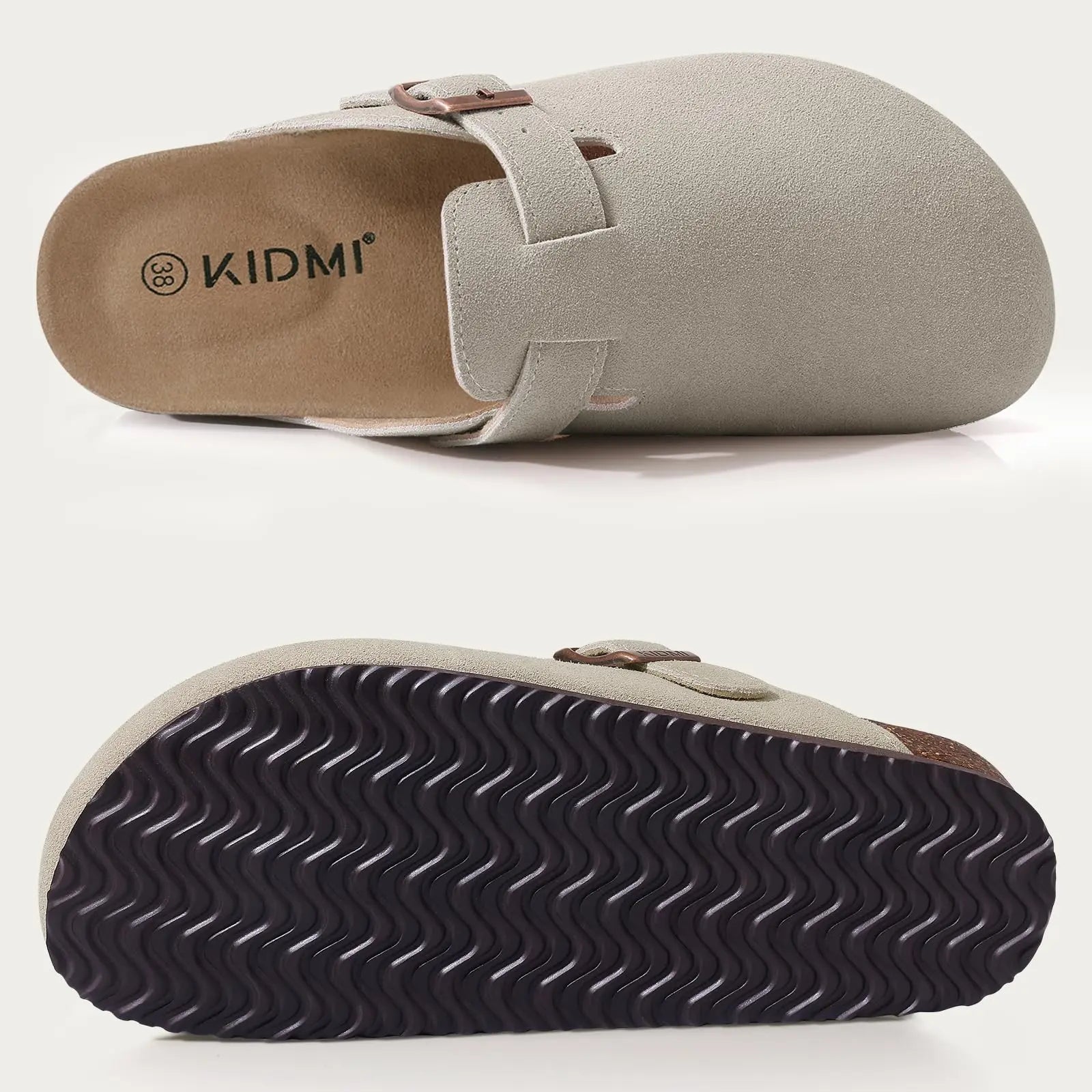 KIDMI Suede Clogs for Women Men Mules Cork Footbed Sandals With Arch Support Fashion Nonslip Outdoor Beach Slippers Home Shoes