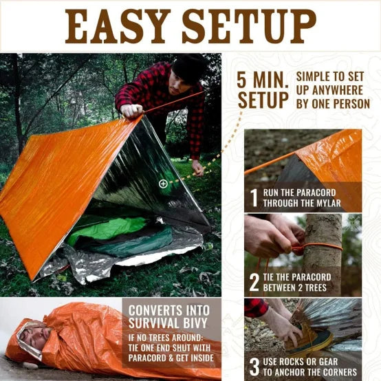 2 Person Emergency Tent  Camping Travel  Family Campaign House Tourist Tents Cool Gear Equipment Coat