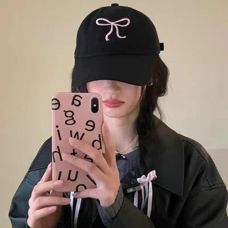 Sweet Bowknot Baseball Cotton Adjustable Snapback Hat Spring Autumn Embroidery Women's Cap Outdoor Casual Sun Hat Visors Hat
