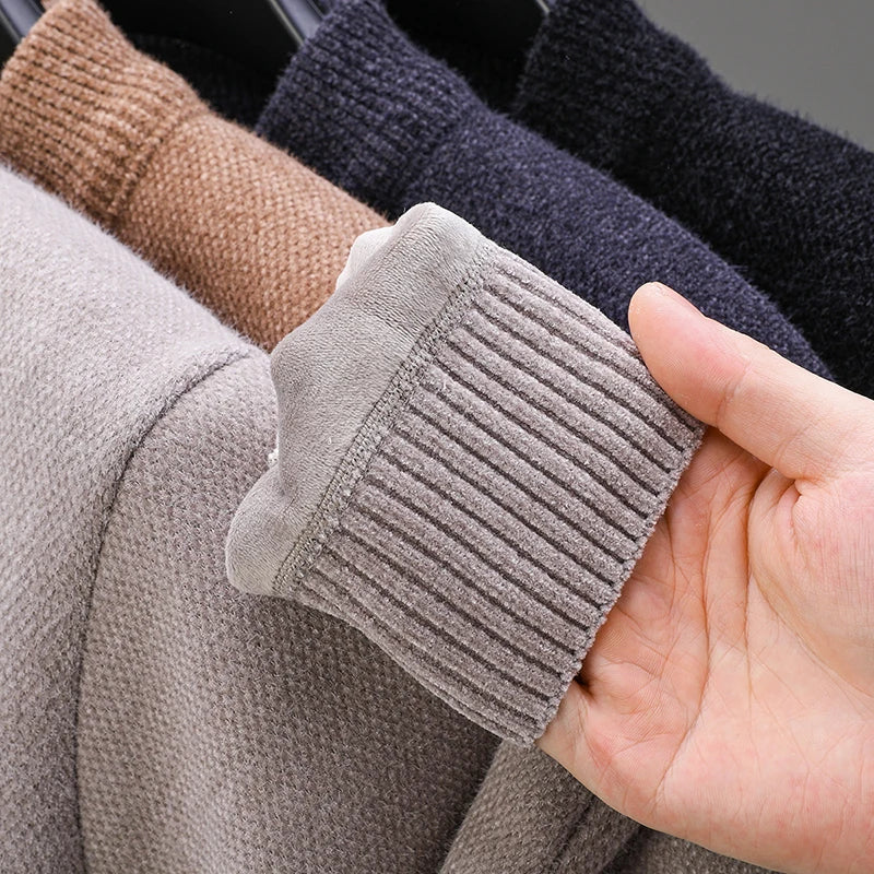 Designer Luxury Brand Men's Knit Pullover Pony Embroidered Sweater Winter British Business Fashion Trend Plush Thicken Menswear