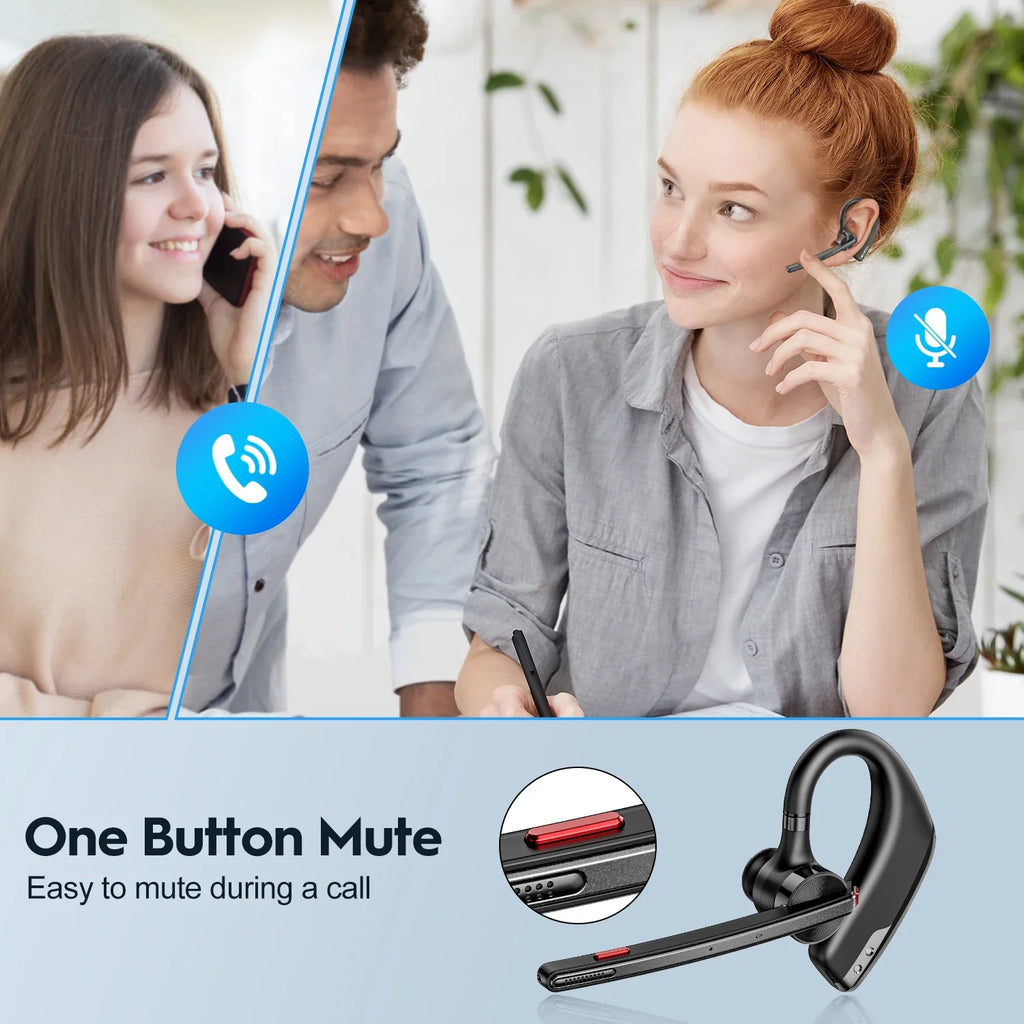 New Bee M51 Wireless Bluetooth Headset Earphones 5.2 Headphone with Dual-Mic CVC8.0 Noise Cancelling Handsfree Business Earpiece
