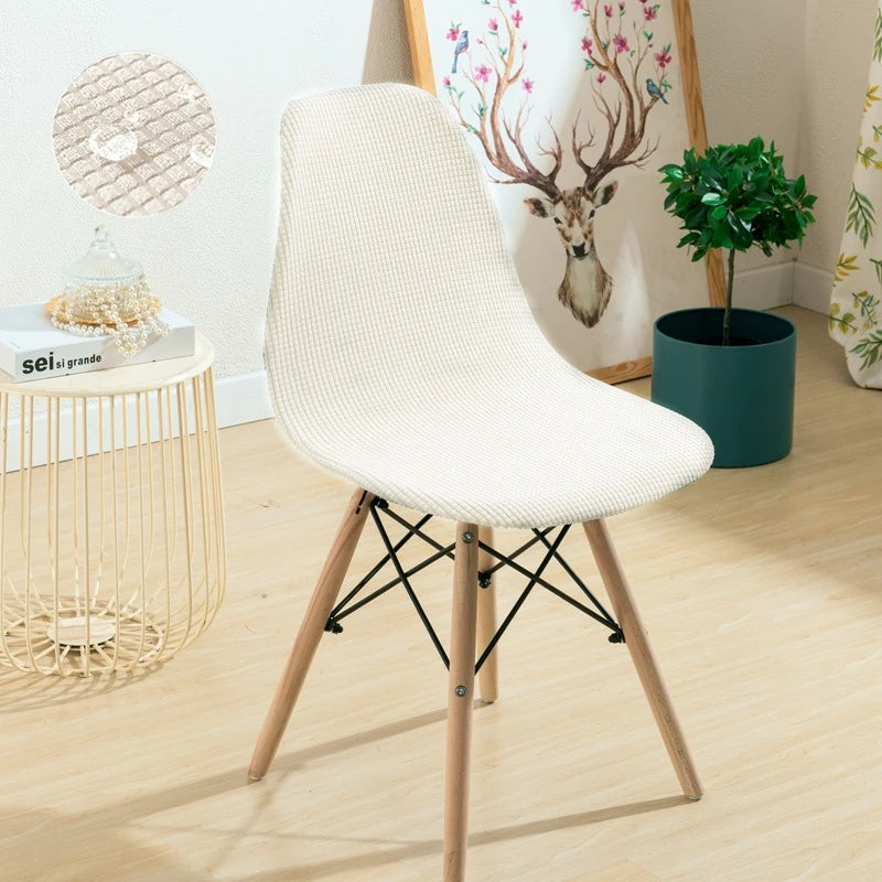 Jacquard Waterproof Shell Chair Cover Short Back Scandinavian Chair Covers Adjustable Dining Room Seat Covers for Bar Party