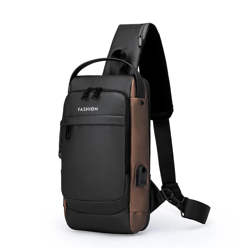 Men Anti Theft Chest Bag Shoulder Bags USB Charging Crossbody Package School Short Trip Messengers Bags Men's Oxford Sling Pack