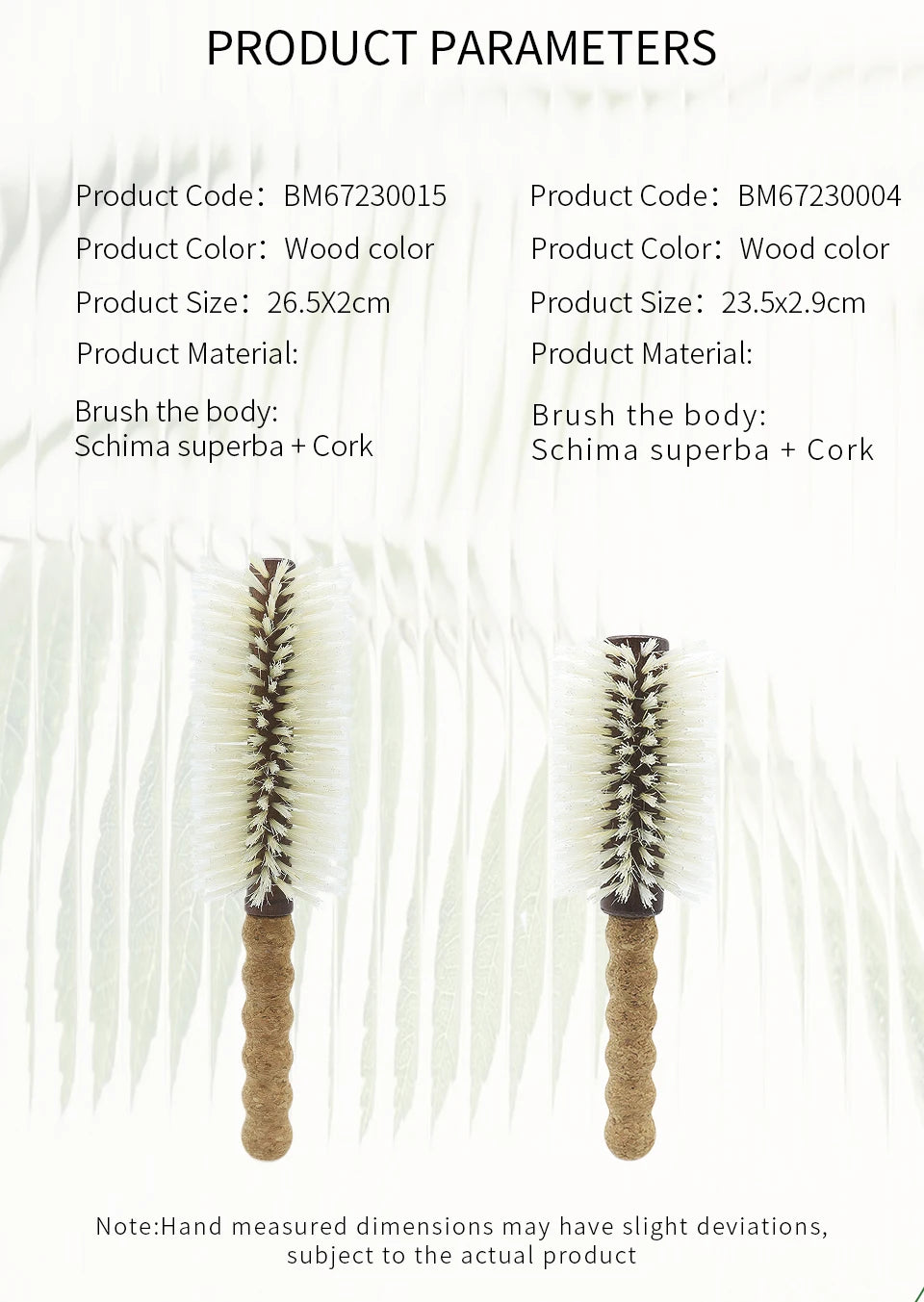 Personalized Boar Bristles Hair Brush Cork handle Round Barrel Hair Comb For Curling  Anti Static Roller HairBrush Wood Combs