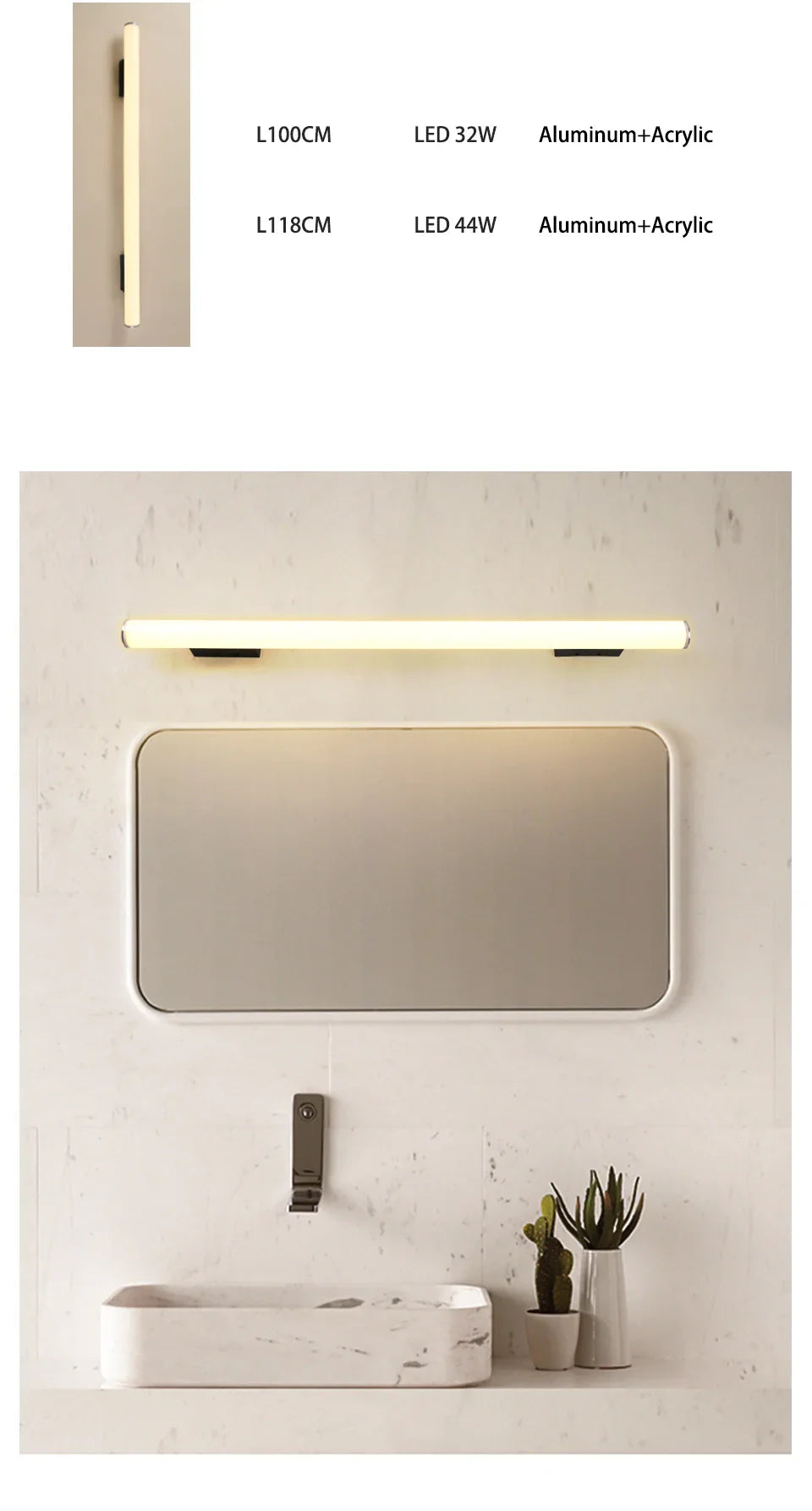 Wall Lamps Bathroom Led Mirror Light Waterproof 12W 16W 22W AC85-265V LED Tube Modern Wall Lamp Bathroom Lighting