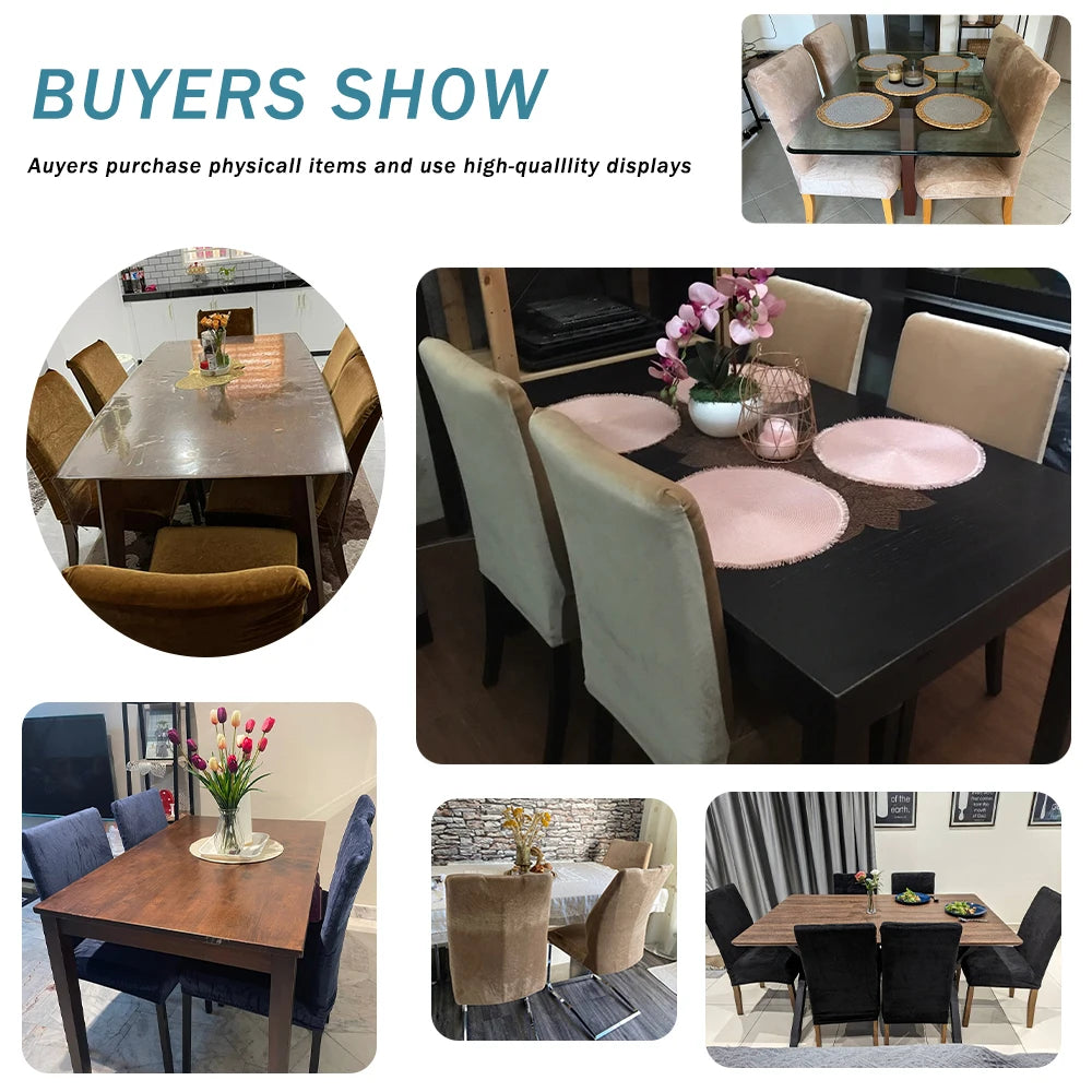 Soft Velvet Chair Covers Thick Solid Color Chair Seat Cover Stretch Dining Room Chair Slipcover Office Banquet Restaurant 1PC