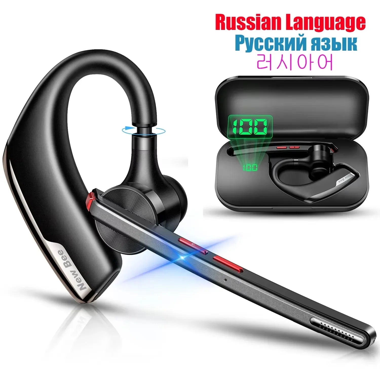 New Bee M51 Wireless Bluetooth Headset Earphones 5.2 Headphone with Dual-Mic CVC8.0 Noise Cancelling Handsfree Business Earpiece