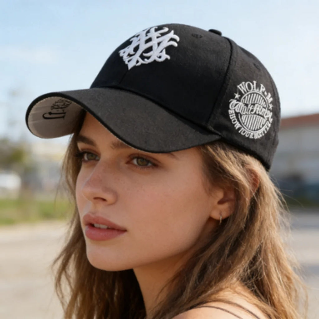 Vintage Gothic Embroidered "NY" Baseball Cap – Adjustable Cotton Snapback Hat for Men Women, Casual Outdoor Sun Hat