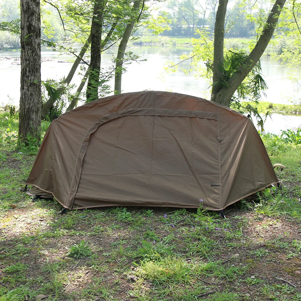Single Tactical Tent Rainproof Boat Tent Folding Bed UV Protection Portable Outdoor Camping Hiking Mountaineering Gazebo