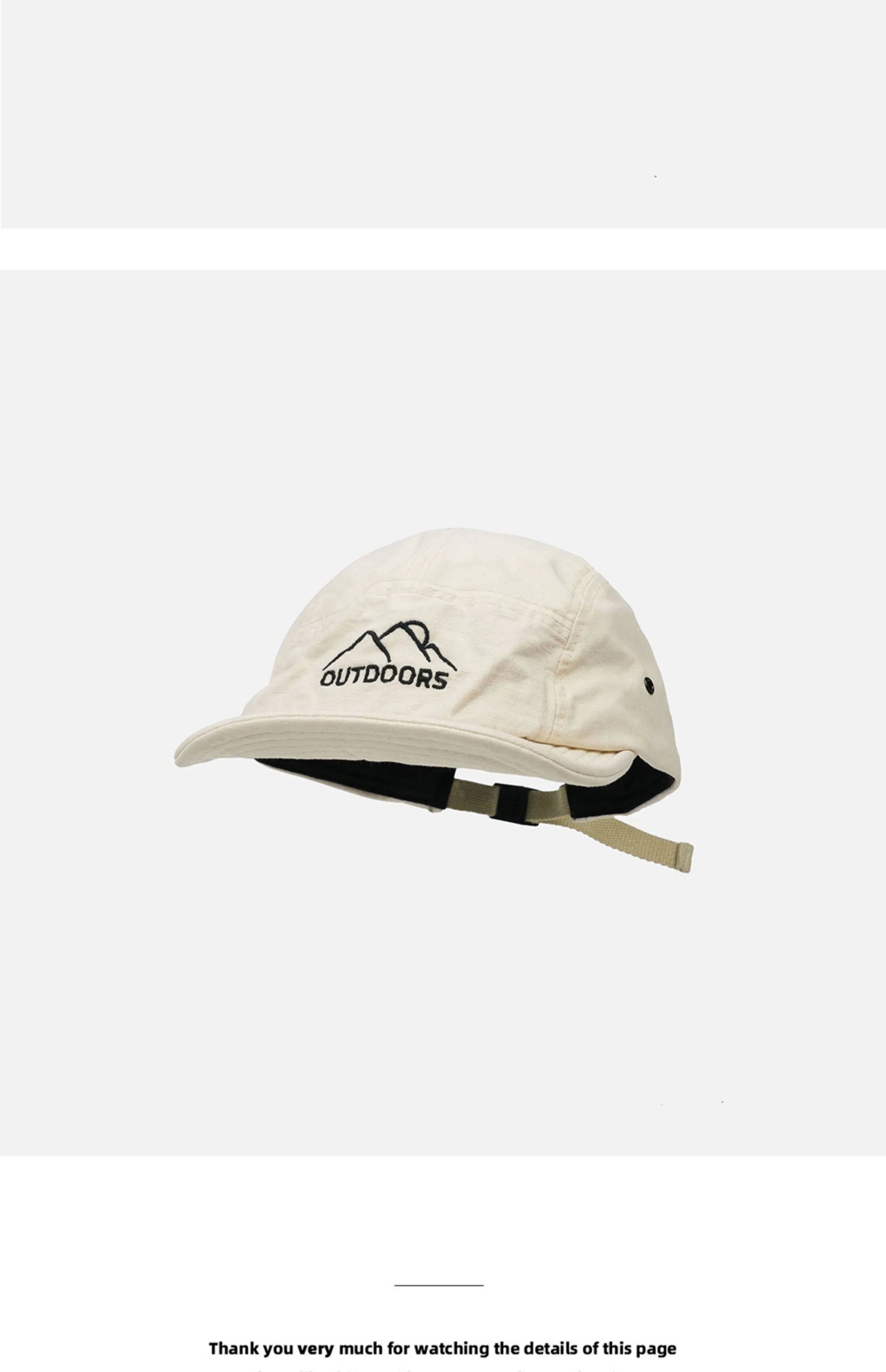Style Short Brim Peaked Cap Men and Women All-Matching Retro Soft Top Snap-Brim Hat Mountain Embroidery Five-Piece Hat Fashion