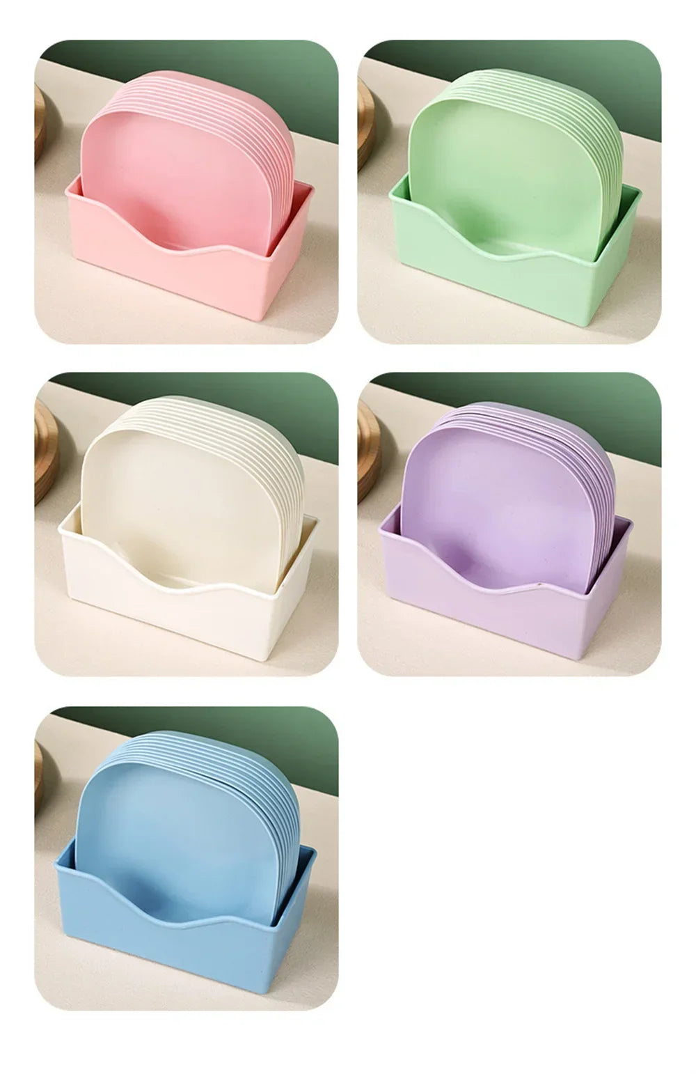 10pcs Multi-function Spit Bone Dish Food Grade Plastic  Round Square Set Dining Table Garbage Plate  Household Snack Fruit Plate