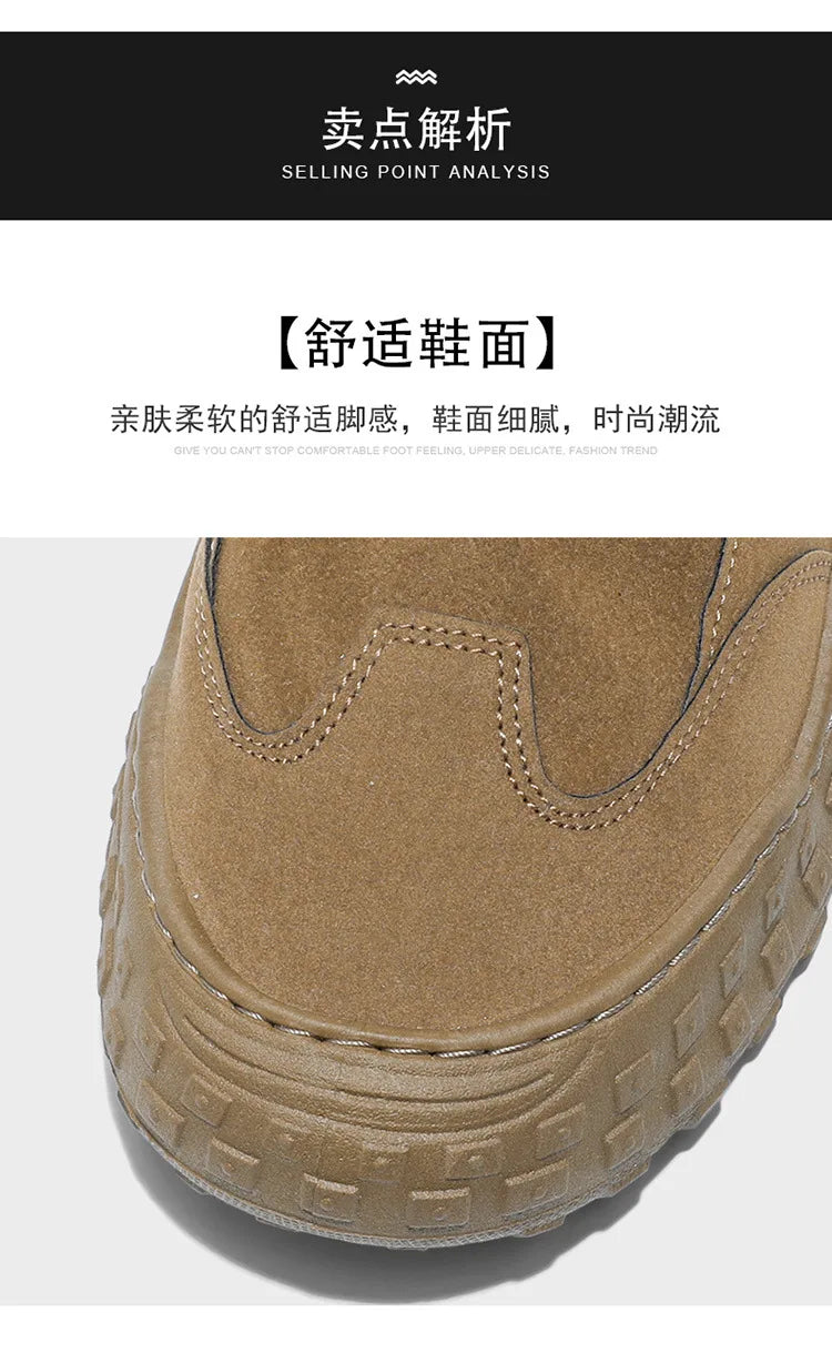 Outdoor Men's High-Top Work Boots Casual Shoes Comfortable Sport Workwear Waterproof Anti-slip Long-lasting No Fatigue Footwear