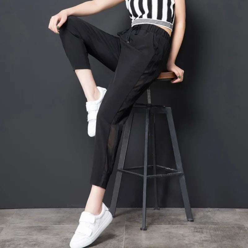 Sweatpants Harem Female Pants Black Joggers Jogging Trousers for Women Fitness Clothes and Capris Elastic Waist Drawstring 90s G