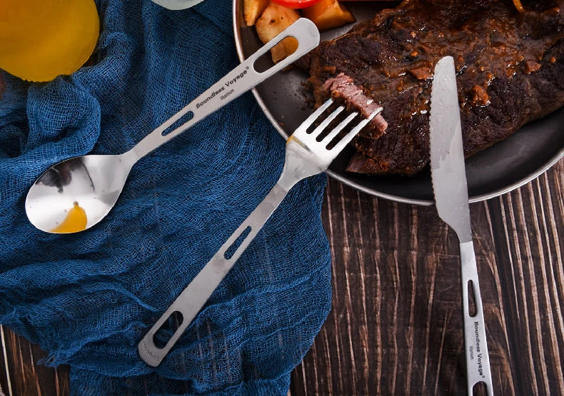 Biwei Pure Titanium Tableware Set Outdoor Soup Spoon Table Knife and Fork Spoon Table Spoon Portable Titanium Knife and Fork ...