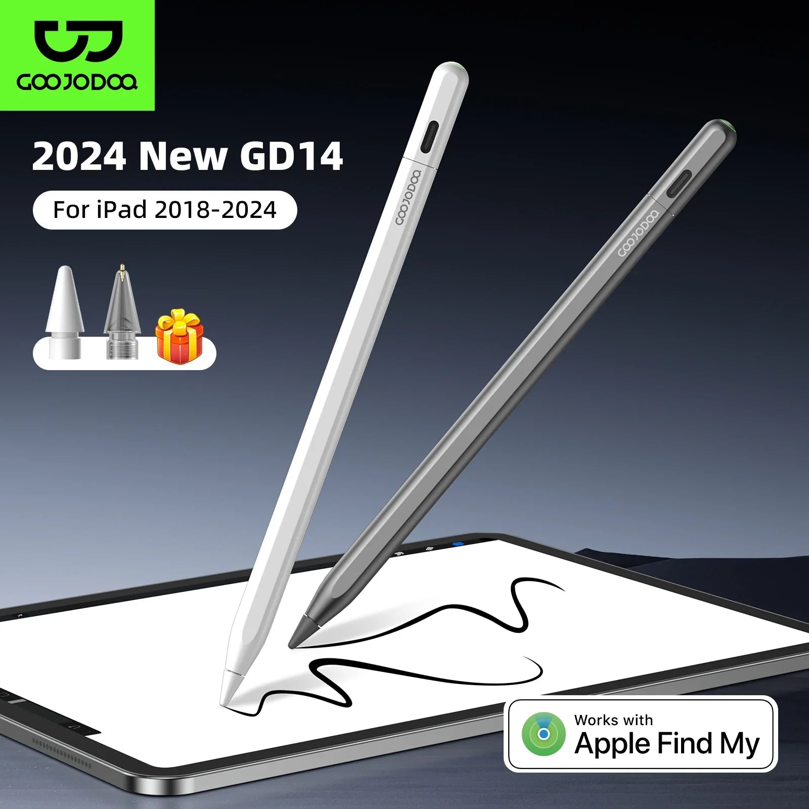 For Apple Pencil 2 with Apple Find My in App iPad Pencil for iPad Air 6 Pro 13' 2024 Air5 4 iPad Pro 11 12.9 with Palm Rejection