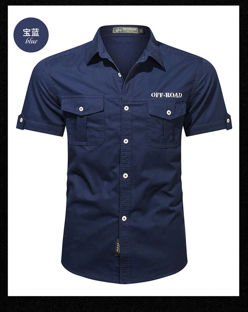 2025 New Shirts Men's Summer Casual 100 Cotton Multi-Pocket Short Sleeve Coat Outdoor Cycling Work Camping Single-breasted Shirt