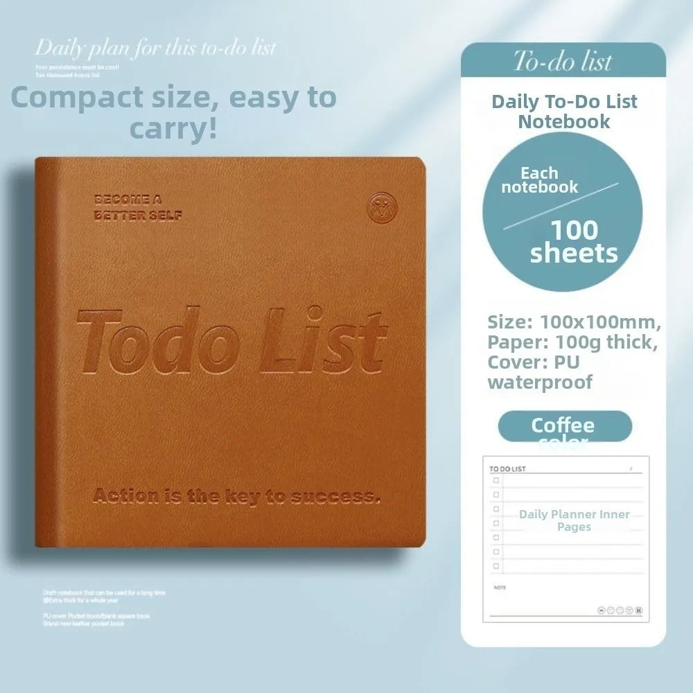 PU leather cover Schedule Plan Book 100 Sheets Double-Sided Writing Daily Planner Multiple color options Compact Design