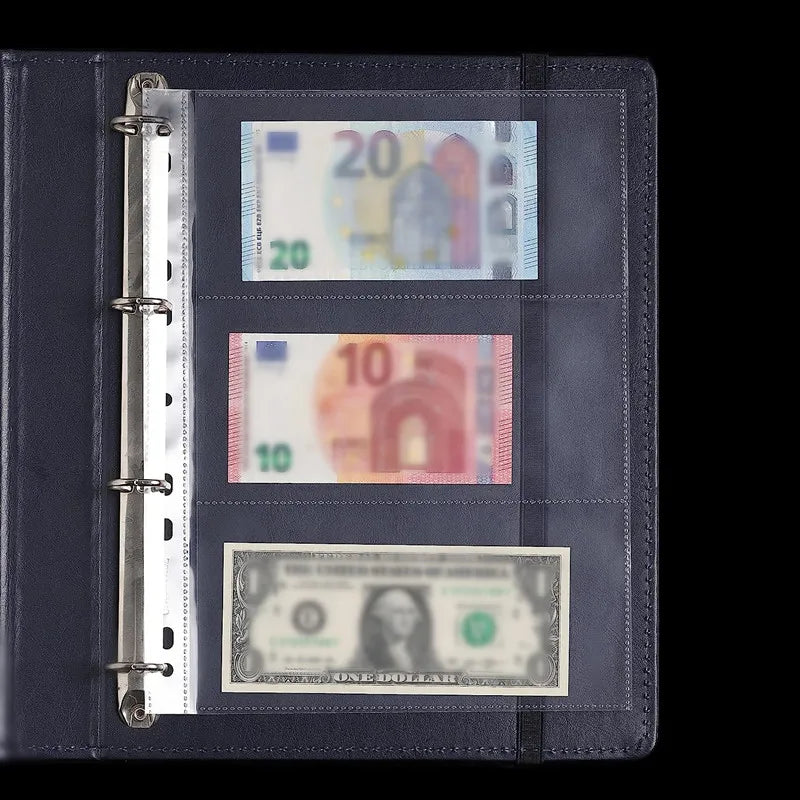 Money Banknote Paper Money Album Page Collecting Holder Sleeves 3-slot Loose Leaf Sheet Album Protection for Stamps Currency