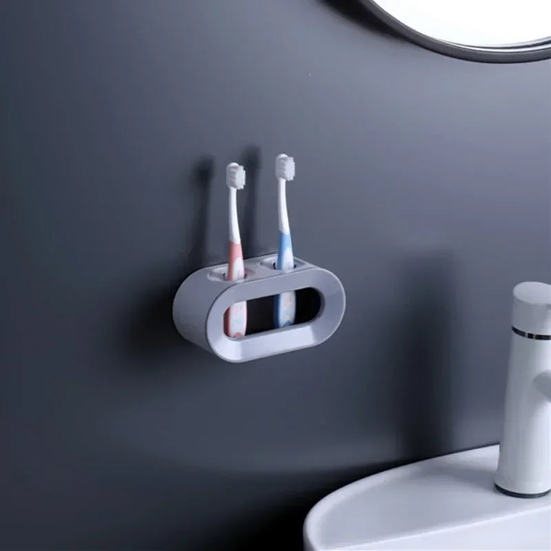 Bathroom Toothbrush Holder Wall Mount Bathroom Organizer Double Single Hole Self Adhesive Tooth Brush  Accessories Space Saving