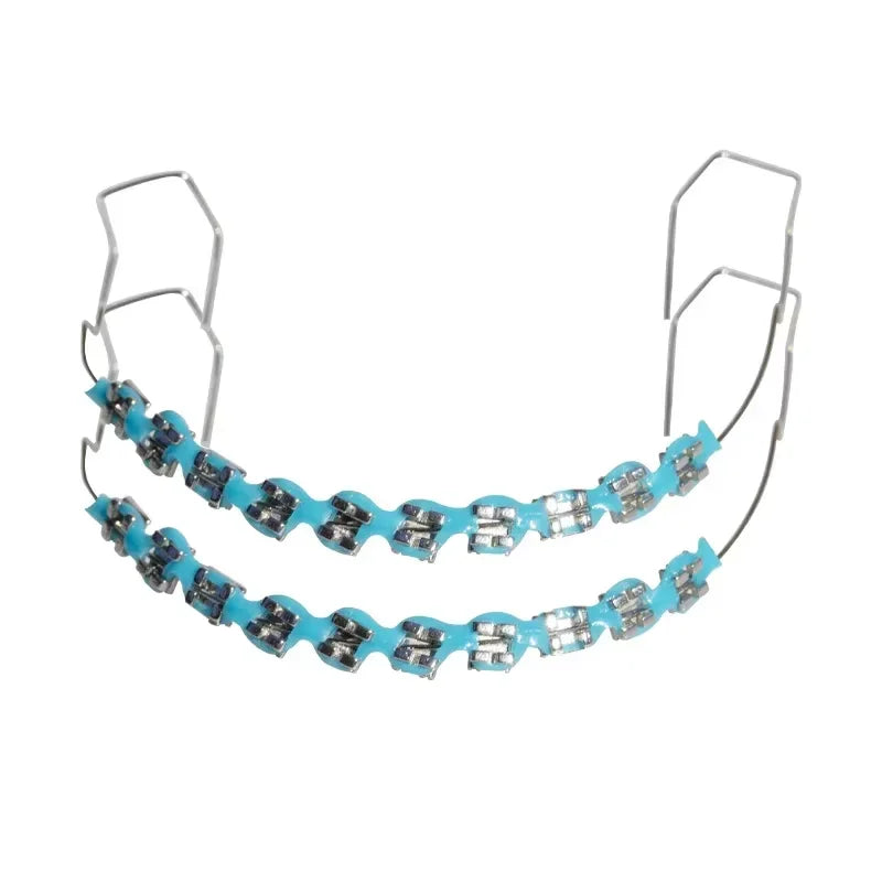 1pair Fashionable Tooth Decoration Set with Metal Chain - Upgraded Dental Model Kit for Upper/Lower Matching, Daily Party Wear
